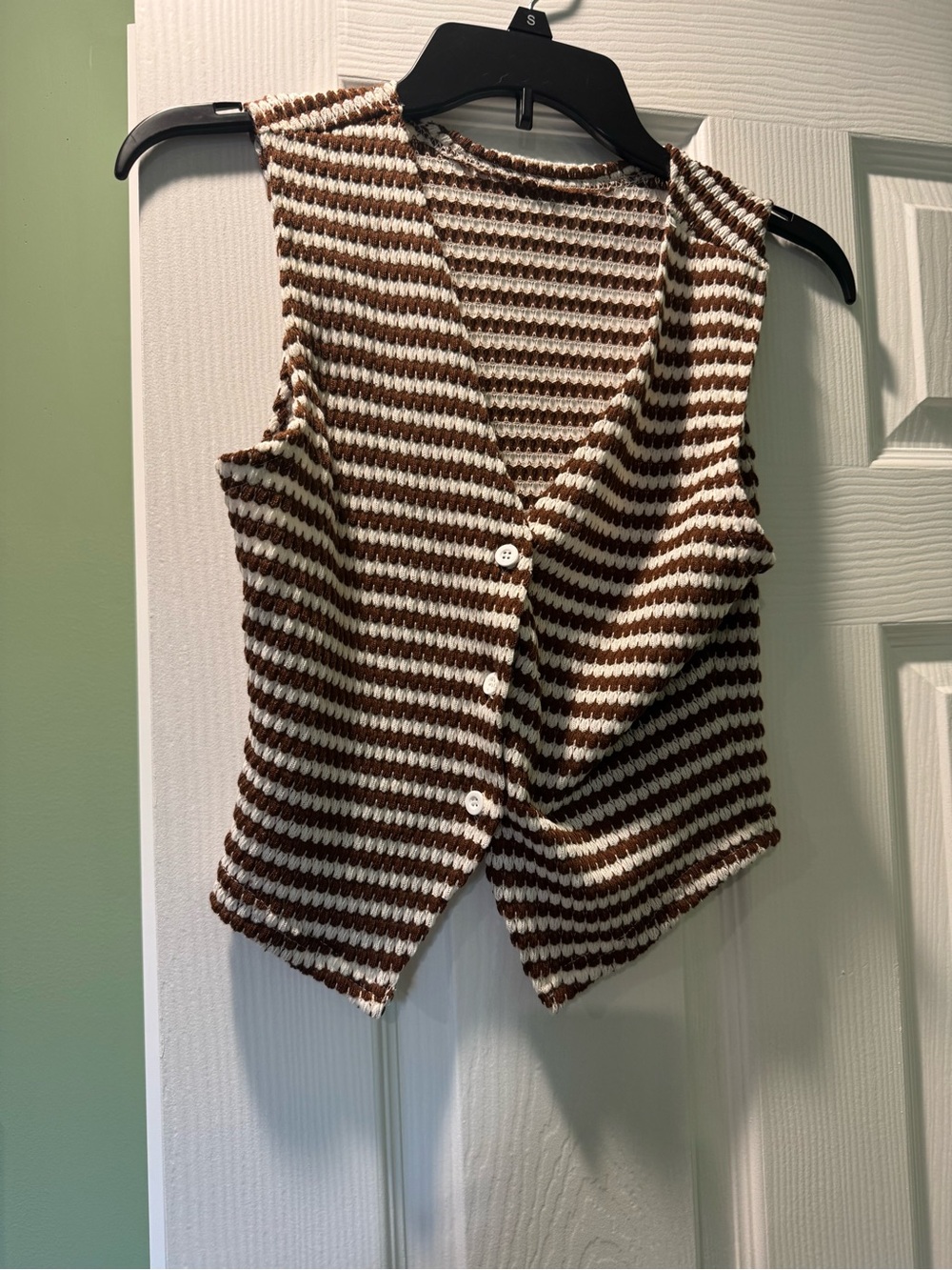 SHEIN Brown & Cream Striped Knit Vest